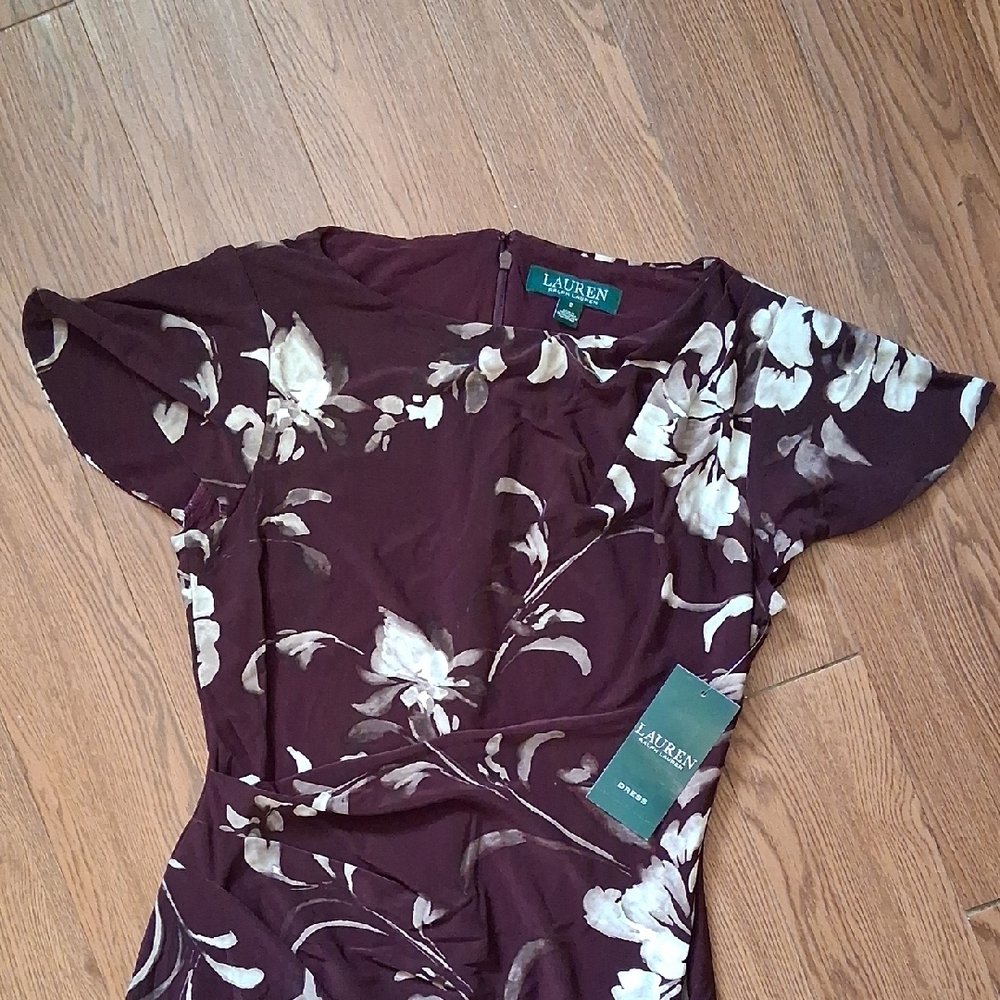 Women's Lauren RL Floral Dress - Purple and White